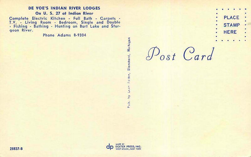 De Voes Indian River Motel Lodges (DeVoe) - Vintage Postcard 4 (newer photo)